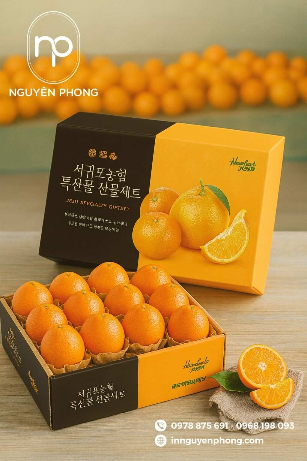 Thùng carton đựng quýt cao cấp làm quà tặng